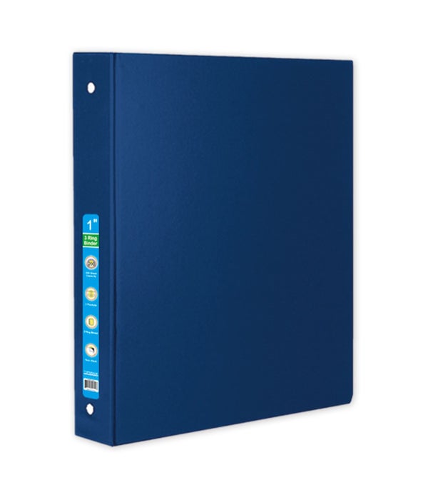 1" hard cover binder blue 12s 3-ring w/pocket
