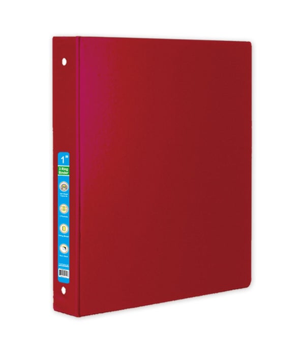 1" hard cover binder red 12s 3-ring w/pocket