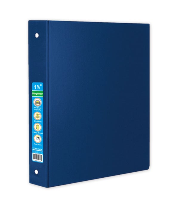 1.5"hard cover binder blue 12s 3-ring w/pocket
