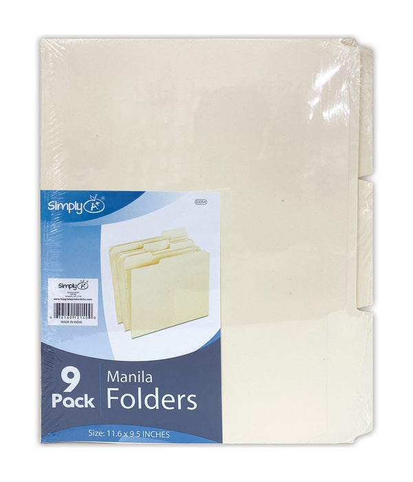 manila folder letter size 24s 9pc/pk 11.62x9.5" 1/3 cut
