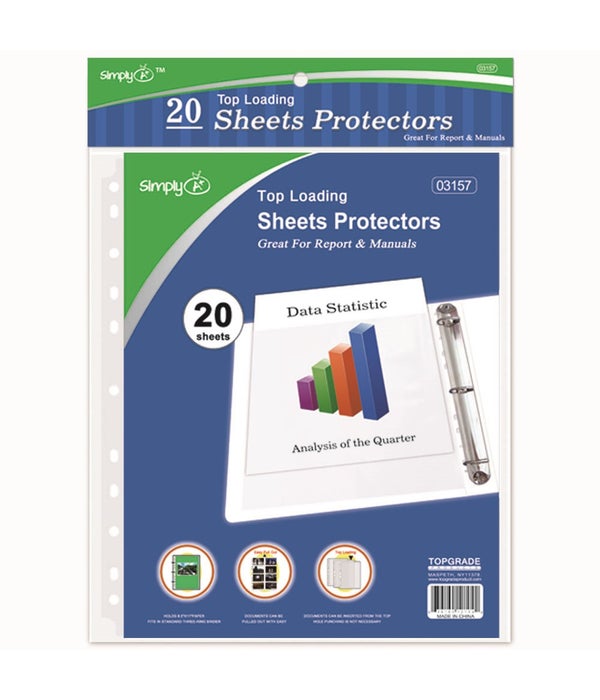 20ct sheet protector 24/144s 9.25x11.25" top loading