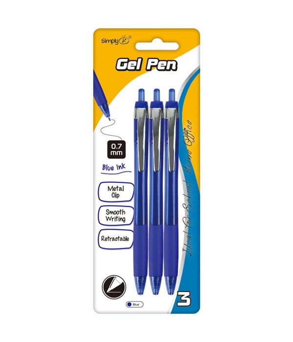 3ct/0.7mm gel pen 24/144s blue retractable