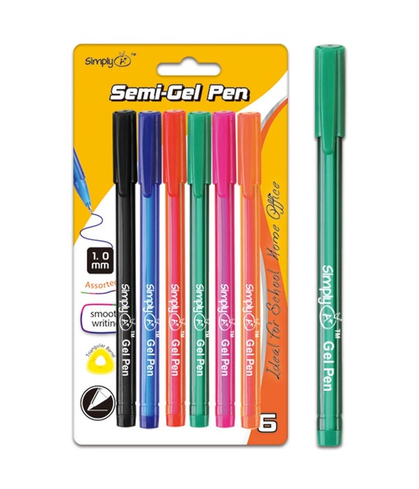 6pk semi-gel pen astd 24/144s