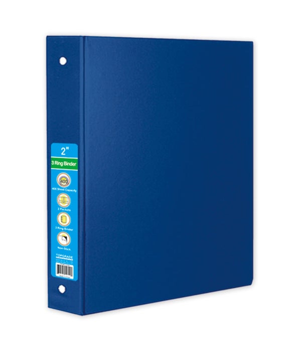 2" hard cover binder blue 12s 3-ring w/pocket