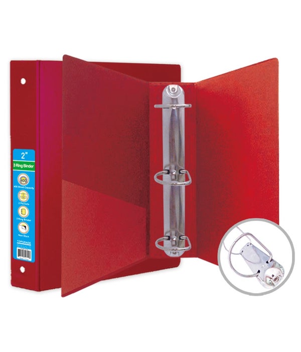 2.5" hard cover binder red 12s 3-ring w/pocket