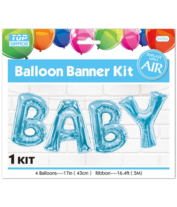 balloon kit "baby" blue 12/600 17"/4ct balloon+16.4ft ribbon