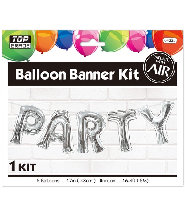balloon kit "party" 12/600s 17"/5ct balloon+16.4ft ribbon