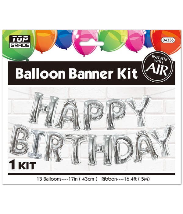 balloon kit "b'day" SL 12/300s 17"/13ct banner+16.4ft ribbon