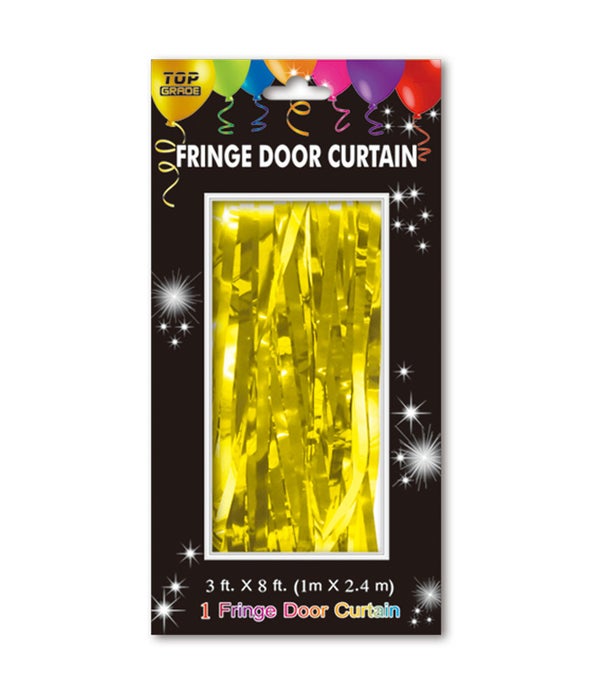fringe door curtain 24/144s gloss finish gold 3x8ft