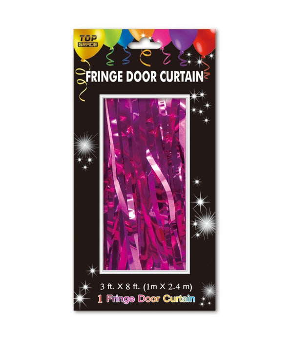 fringe door curtain 24/144s gloss finish hot pink 3x8ft