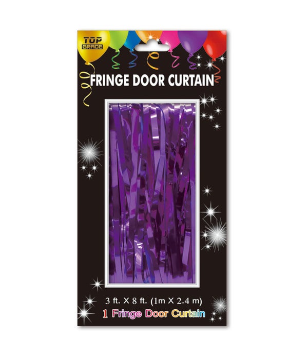 fringe door curtain 24/144s gloss finish purple 3x8ft
