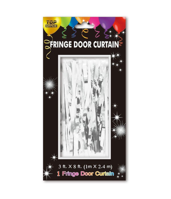 fringe door curtain 24/144s gloss finish Silver 3x8ft