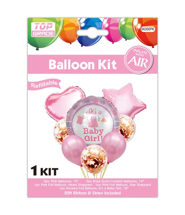 8pc balloon it's a girl 12/300 18"/3pc helium+12"/5pc latex