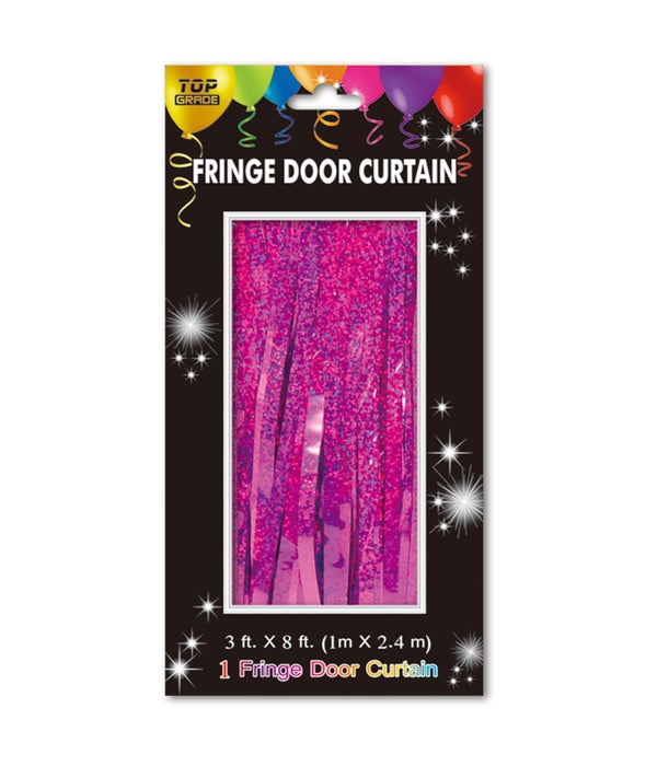fringe door curtain 24/144s holographic hot pink 3x8ft