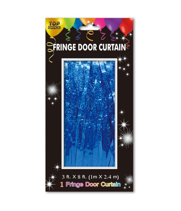 fringe door curtain 24/144s holographic royal blue 3x8ft