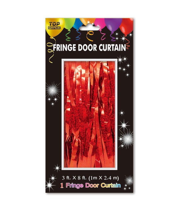 fringe door curtain 24/144s holographic red 3x8ft