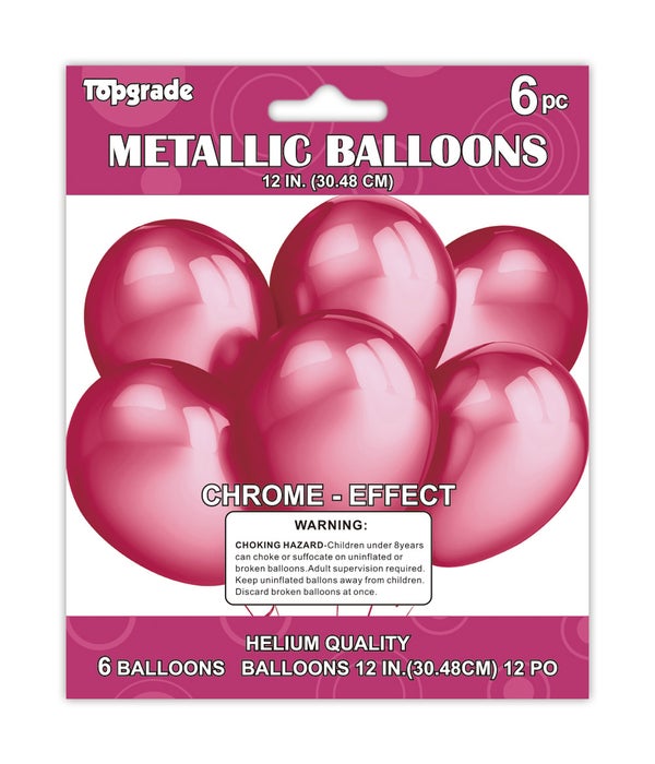 12"/6ct metallic balloon12/288 hot pink