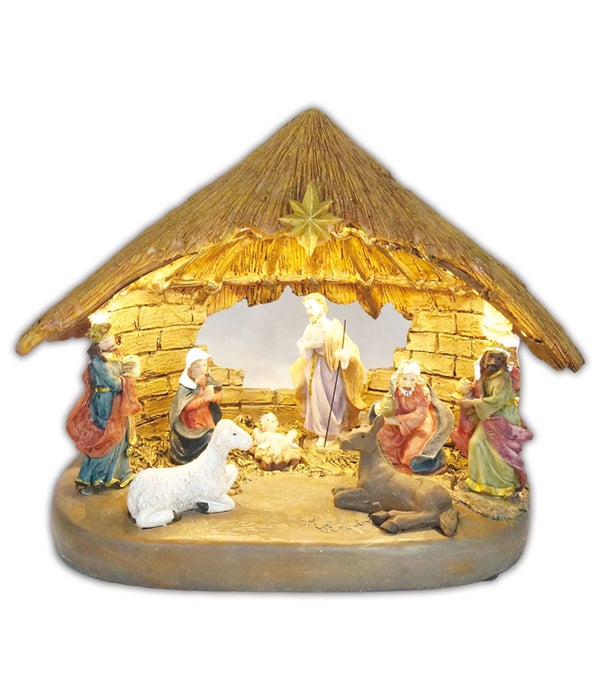 holy family nativity set 8s LED 12x8.5"h