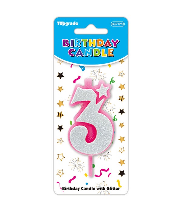 b'day candle pink #3 12/240s