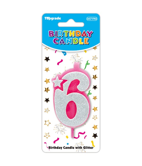 b'day candle pink #6 12/240s