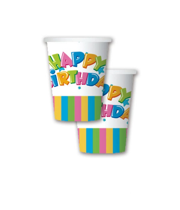 9oz/8ct paper cup B'day 48s