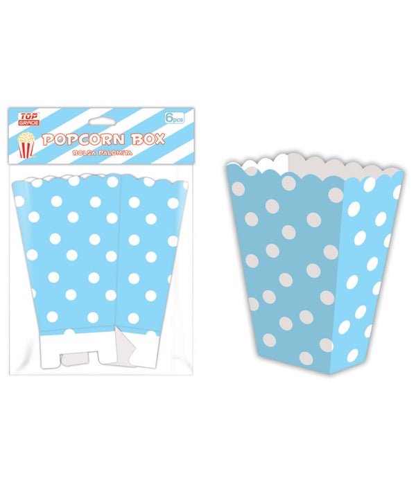 6ct popcorn box bb-blue 12/144 polka dot