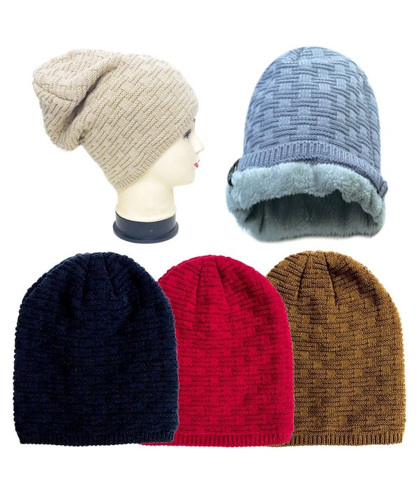 unisex knit hat 12/72s lined fleece