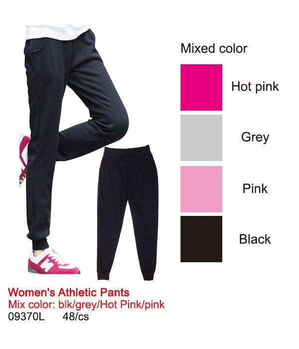 lady's athletic pants/L 12/48s blk/grey/pink/hot pink