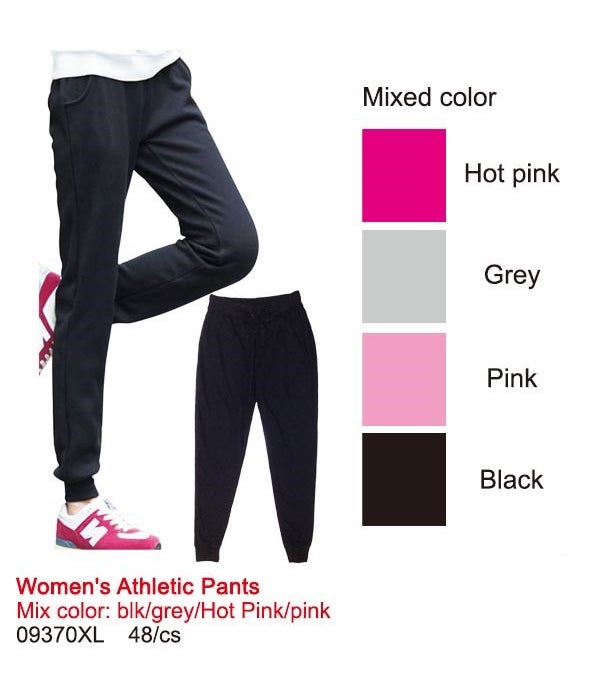 lady athletic pants/XL 12/48s blk/grey/pink/hot pink