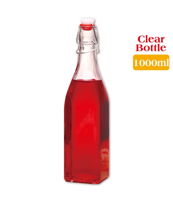 clear square bottle 1000ml/24s