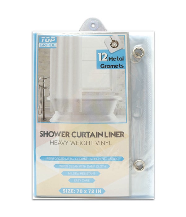 CLR shower curtain 48s 70x72/clear w/grommets&magnets