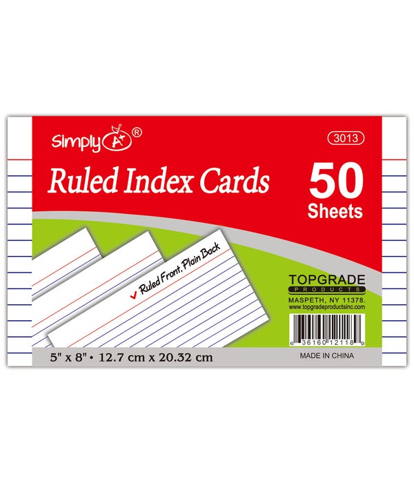 5x8"/50ct ruled index card 36s