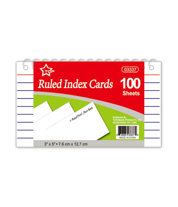3x5"/100ct index cards 48s spiral bound