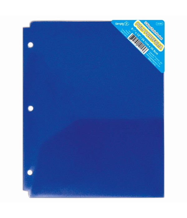 2-pocket poly portfolio 48s translucent blue