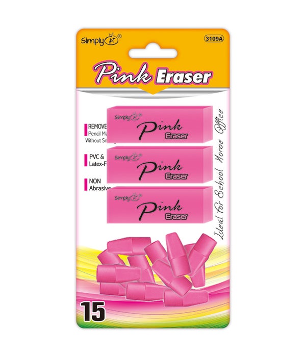 15pc pink eraser set 24/144s
