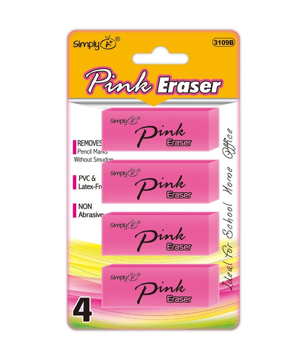 4pk pink eraser 24/144s