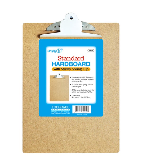 hardboard clipboard 24s standard w/sturdy spring clip