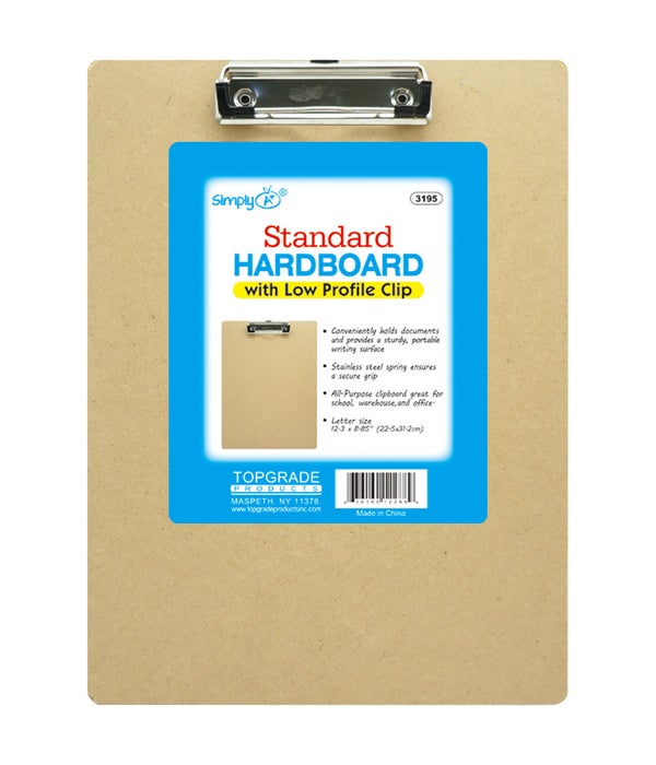 hardboard clipboard 48s standard w/low profile clip
