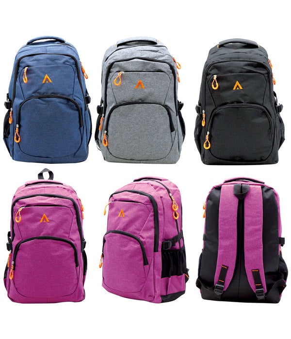 20"backpack astd clrs 6/24s 3-blk 1-blue 1-grey 1-pink