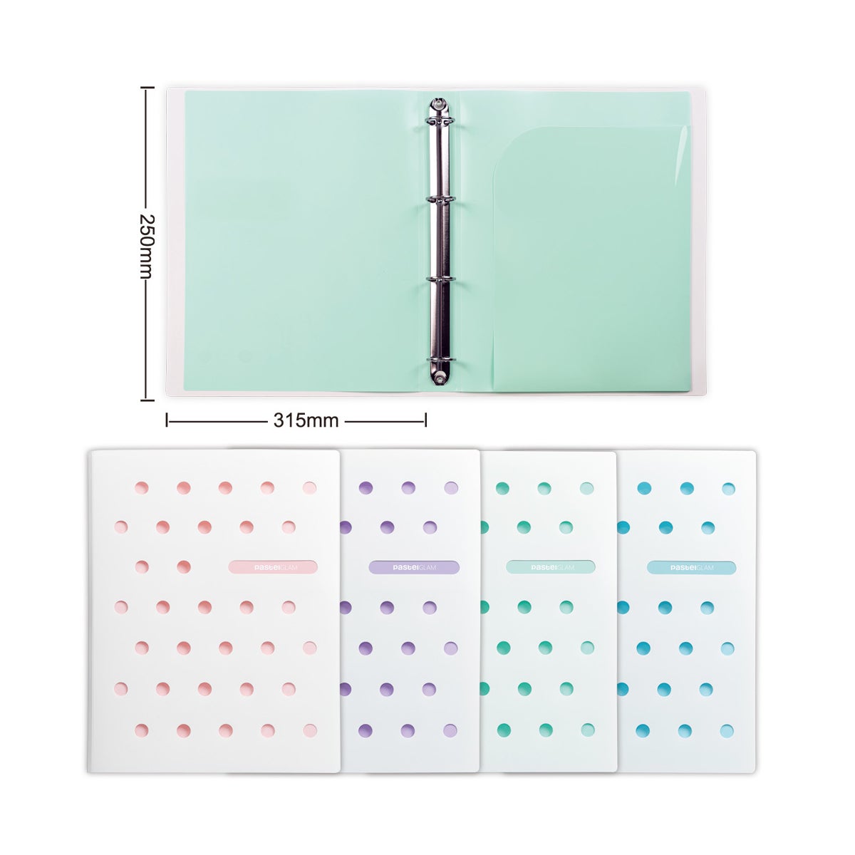 1" 3ring binder 24/48s 250*315*32mm pastel series Top Grade
