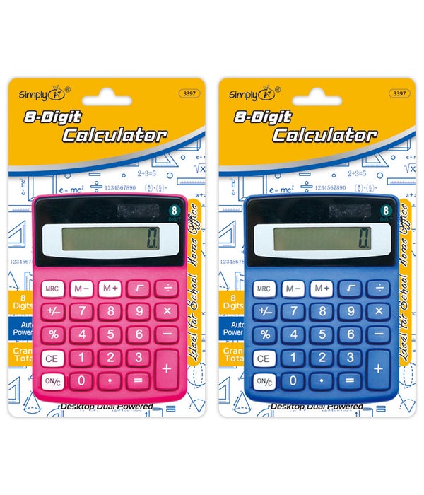 8-digit calculator 24/144s 4.3x3.4" dual power