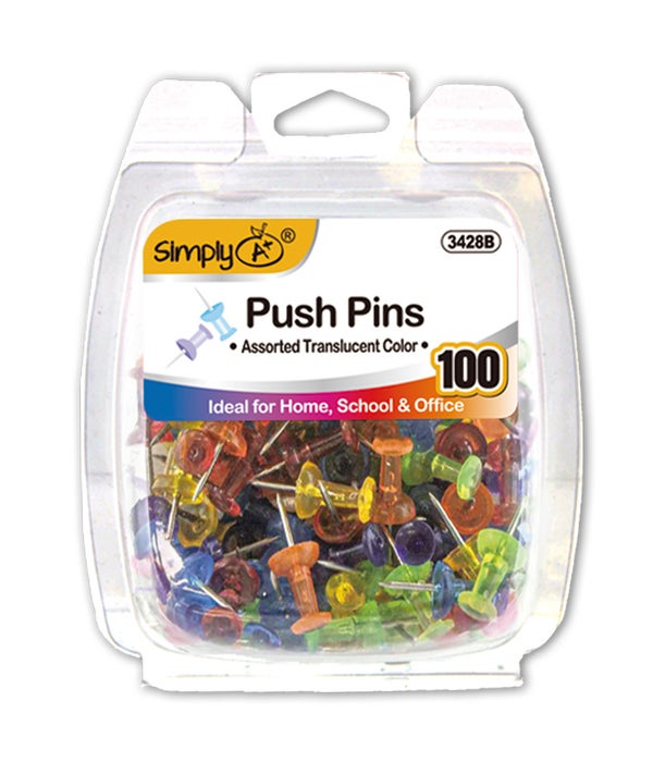 push pins 100ct 24/144s astd transparent color