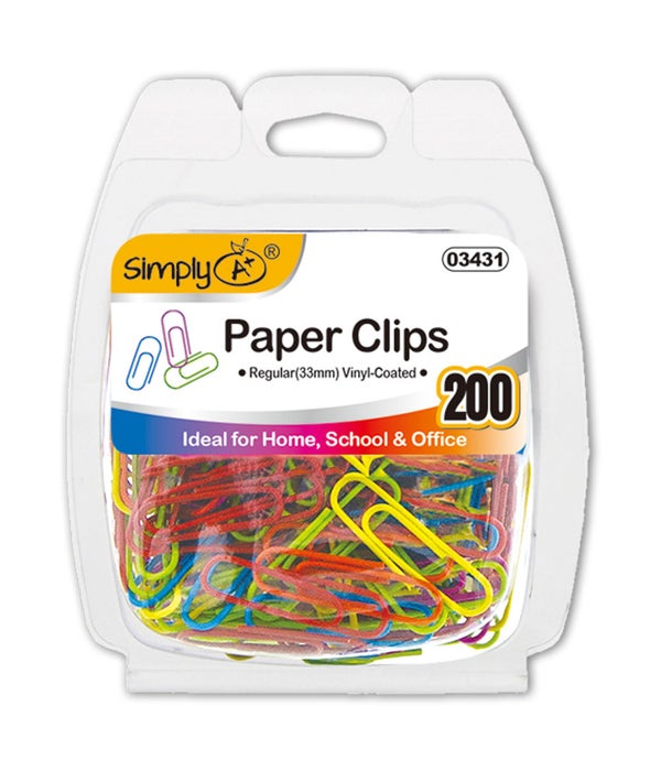 color paper clips 24/144s 200ct/33mm
