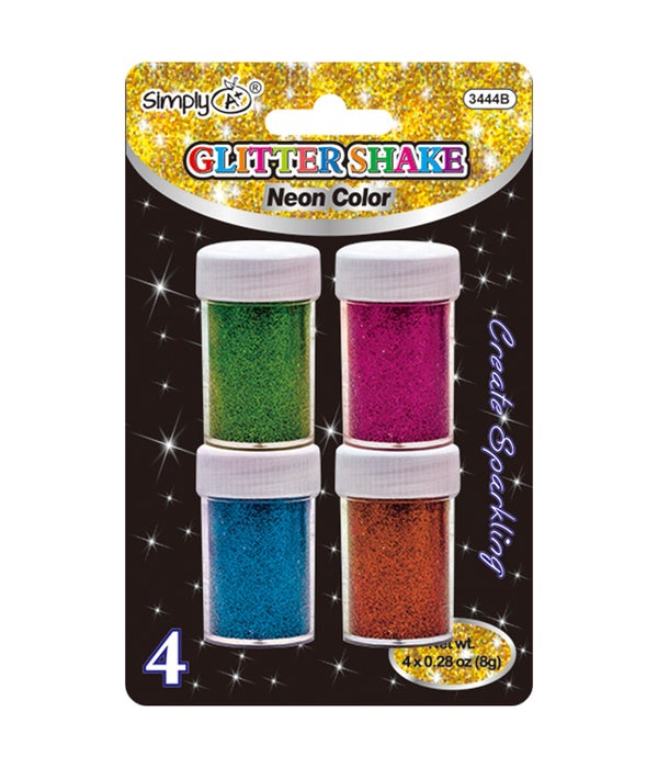 4-color glitter shaker 24/144s 4x0.28oz/8g neon clr