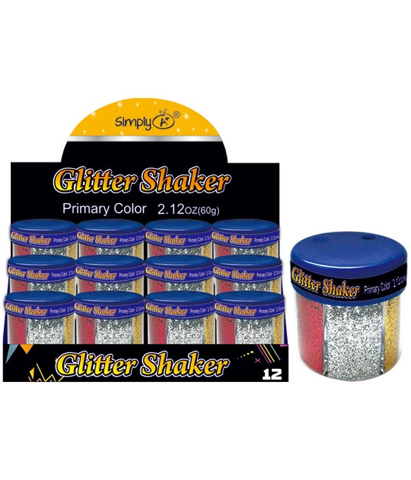6-clrs glitter shaker 6/72s 2.12oz/60g primary color
