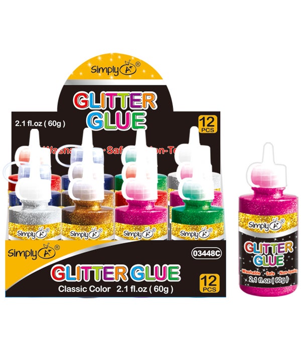 2.1oz/60g glitter glue 24/288s primary color