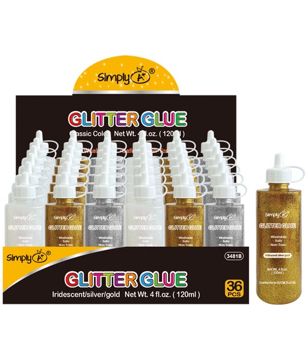 glitter glue astd primary color 4oz/120ml 36s