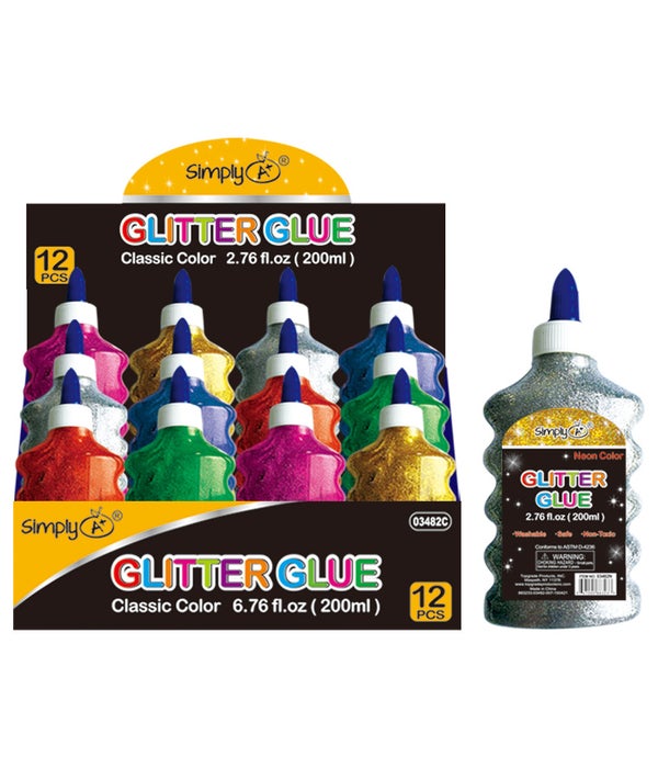 glitter glue 24/48s astd classic clr 6.76oz/200ml