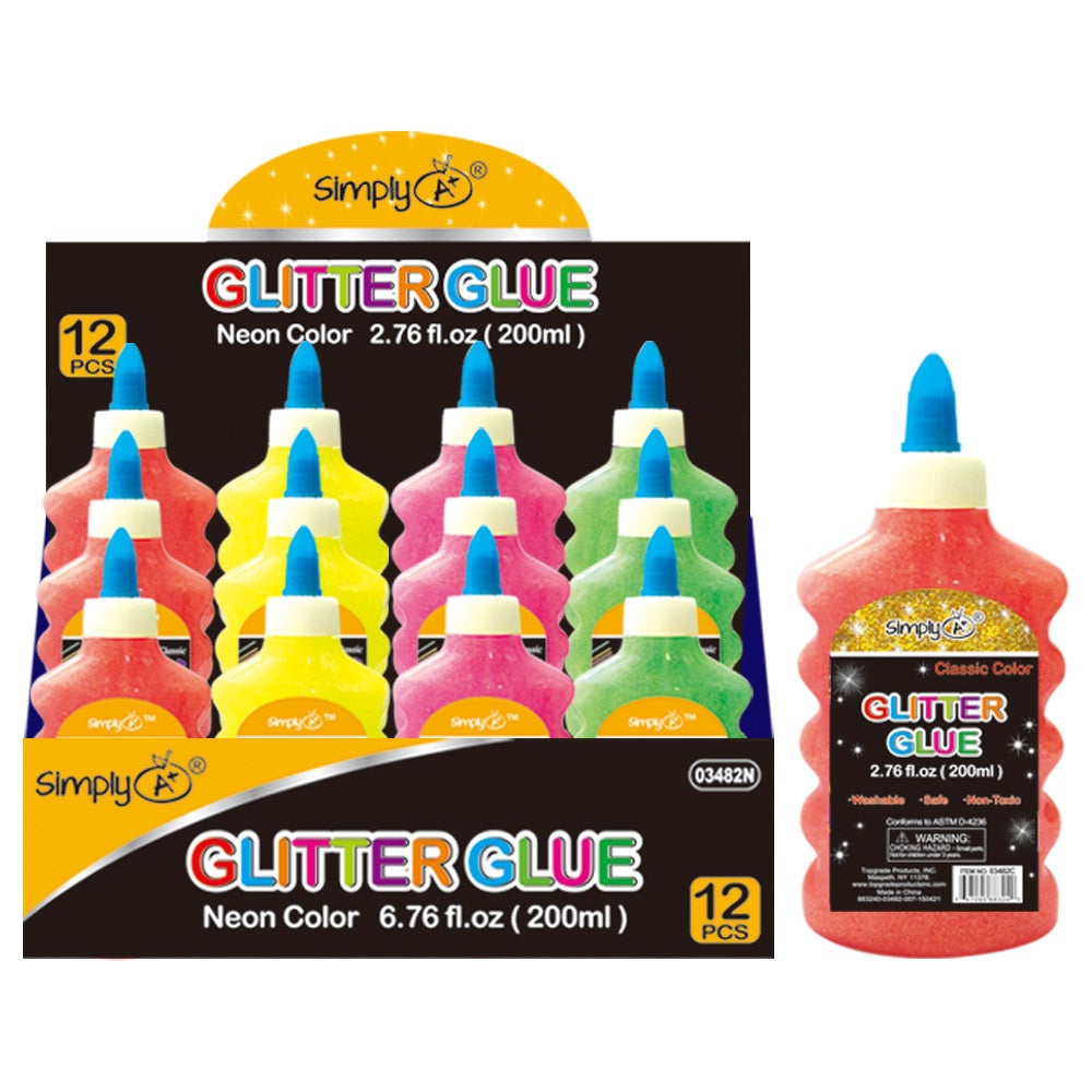 BAZIC Glitter Glue Iridescent/Silver/Gold Color 6.76 Oz. (200 mL