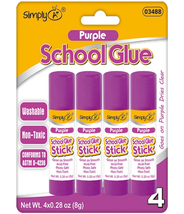 21g / 0.7 Oz. Large Washable Purple Glue Stick (2/Pack) - Mazer